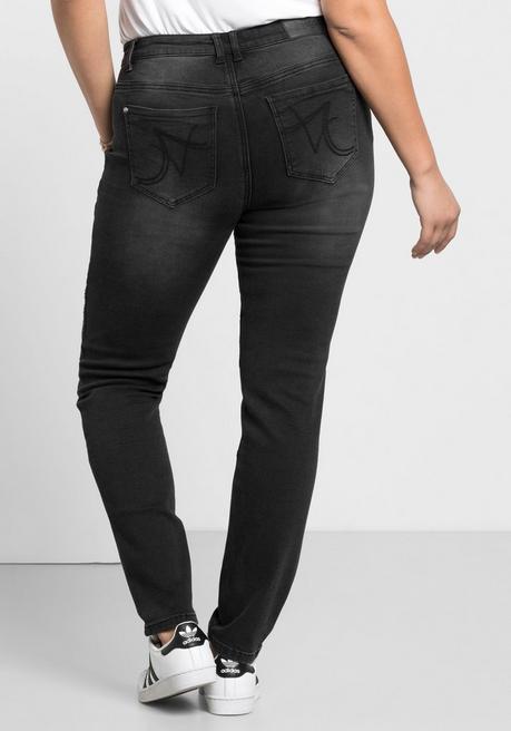 sheego Skinny Power-Stretch-Jeans im Biker-Look - black Denim sheego Flash Sale