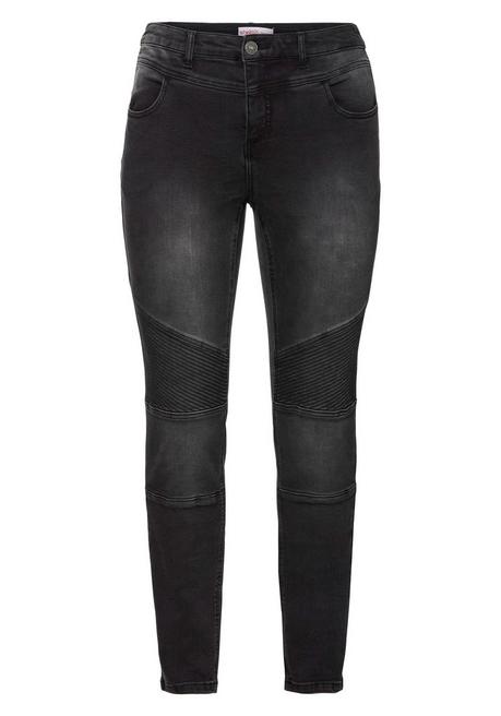 sheego Skinny Power-Stretch-Jeans im Biker-Look - black Denim sheego Flash Sale