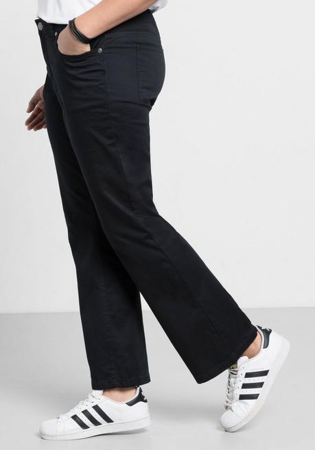 sheego Bootcut-Hose aus elastischem Baumwoll-Twill - schwarz sheego Begrenztes Angebot