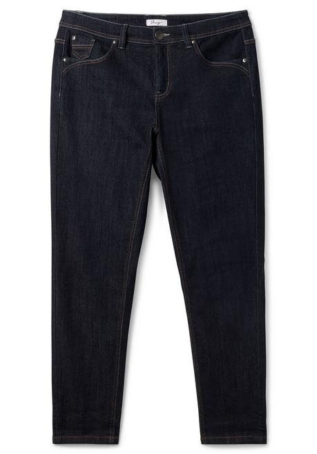 sheego Schmale Jeans mit Kontrastnähten - blue black Denim sheego Saisonschlussverkauf