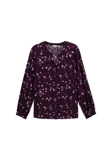 TOM TAILOR Plus Bluse mit V-Schlitz und Alloverprint - beere gemustert sheego Black Friday