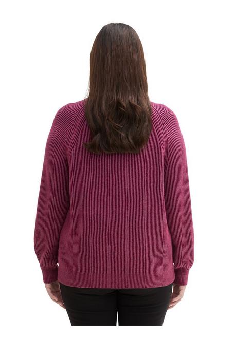 TOM TAILOR Plus Pullover im Rippstrick, mit Stehkragen - beere sheego Cyber Monday