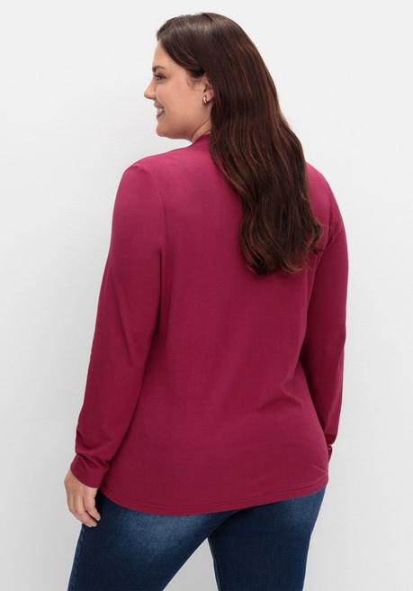 sheego Langarmshirt mit V-Ausschnitt, vorn doppellagig - beere sheego Vatertagsangebot