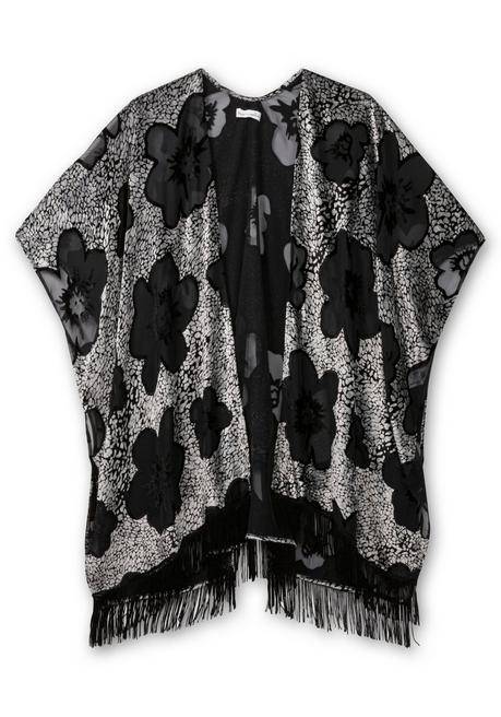 sheego by Joe Browns Cape im Kimonostil mit Samt- und Ausbrennerdetails - schwarz-silberfarben sheego Neueste Mode