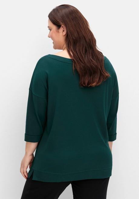 sheego Oversized-Shirt mit Bindebändchen - tiefgrün sheego Zeitlich begrenztes Angebot