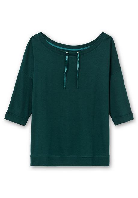 sheego Oversized-Shirt mit Bindebändchen - tiefgrün sheego Zeitlich begrenztes Angebot