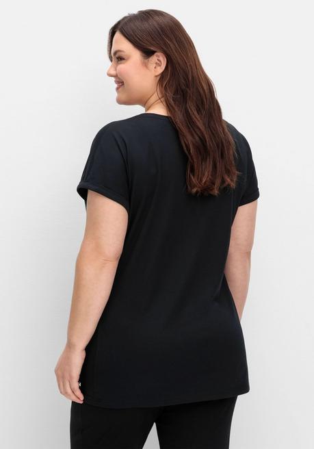 sheego Oversize-Shirt in Colourblocking-Optik - tiefgrün sheego Exklusive Angebote