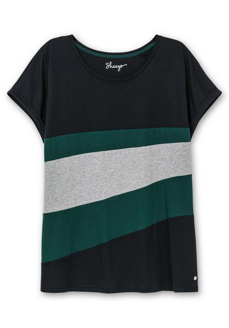 sheego Oversize-Shirt in Colourblocking-Optik - tiefgrün sheego Exklusive Angebote