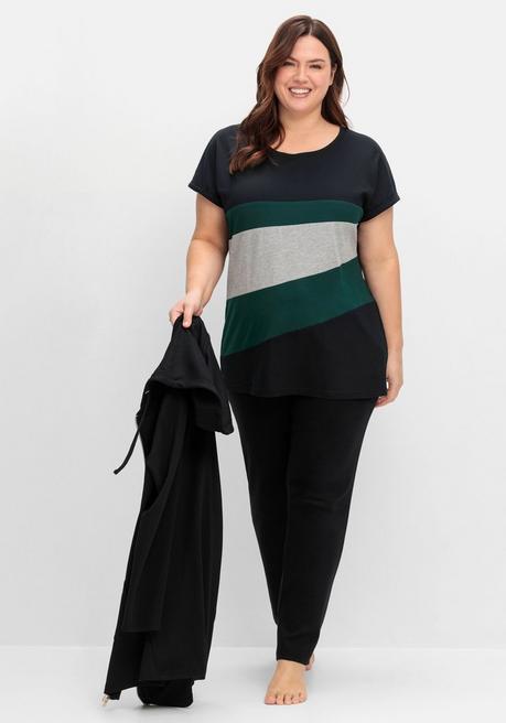 sheego Oversize-Shirt in Colourblocking-Optik - tiefgrün sheego Exklusive Angebote