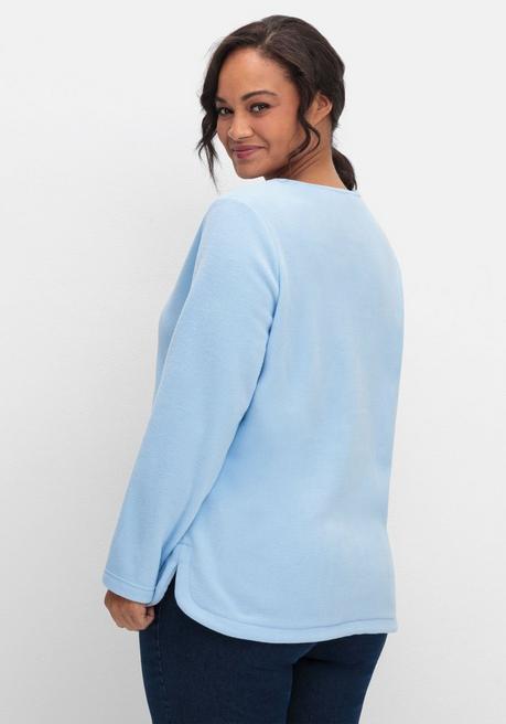 sheego Fleeceshirt mit abgerundetem Saum - eisblau sheego Saisonale Angebote