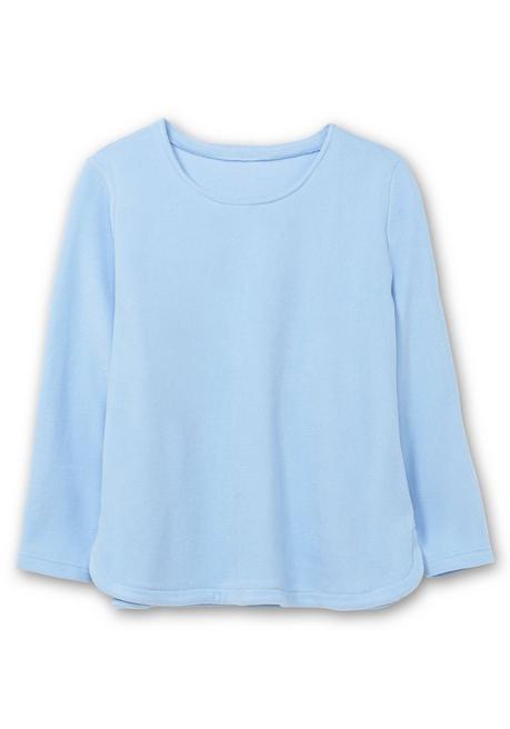 sheego Fleeceshirt mit abgerundetem Saum - eisblau sheego Saisonale Angebote