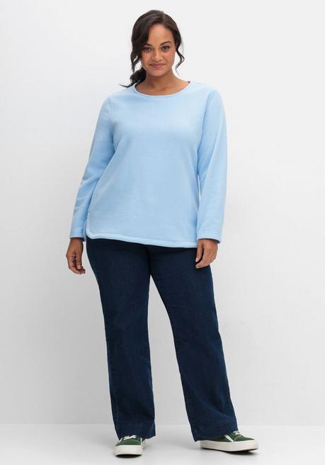 sheego Fleeceshirt mit abgerundetem Saum - eisblau sheego Saisonale Angebote