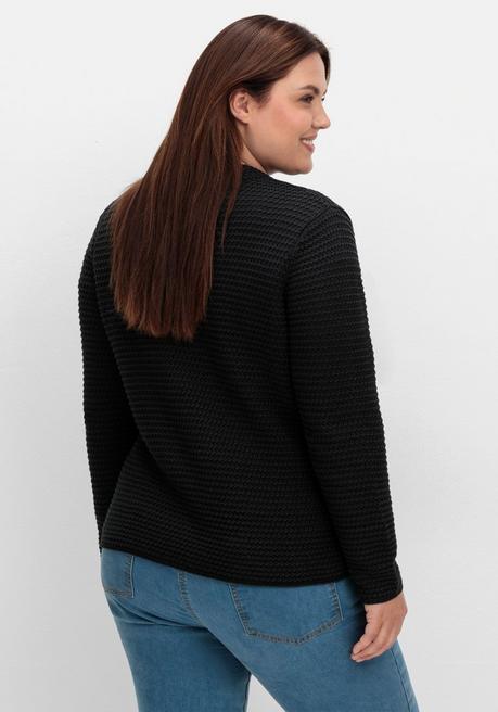 sheego Grobstrickjacke mit Stehkragen und Taschen - schwarz sheego Räumungsverkauf