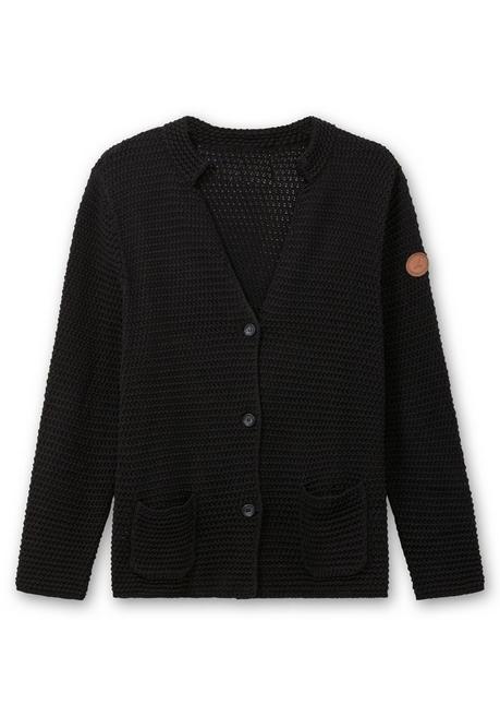 sheego Grobstrickjacke mit Stehkragen und Taschen - schwarz sheego Räumungsverkauf