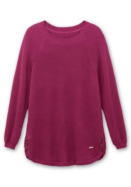 sheego Pullover im Strukturstrick, mit Zierknöpfen seitlich - magenta sheego Tägliche Deals