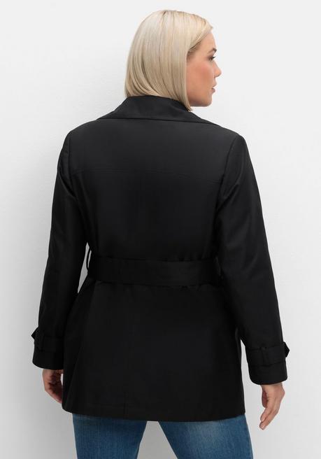 sheego Kurzer Trenchcoat mit Gürtel, wasserabweisend - schwarz sheego Riesige Ersparnisse