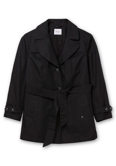 sheego Kurzer Trenchcoat mit Gürtel, wasserabweisend - schwarz sheego Riesige Ersparnisse