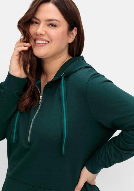 sheego Kniefreies Kapuzensweatkleid mit Kängurutasche - tiefgrün sheego Wochenangebot