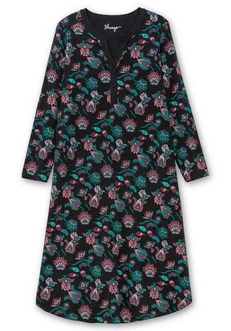 sheego Nachthemd mit Blumenprint und Knopfleiste - schwarz bedruckt sheego Begrenzte Freigabe
