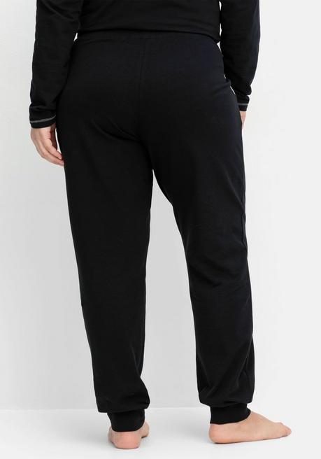 sheego Lange Schlafhose mit schmalem Bein und Kontrastdetails - schwarz sheego Letzte 3 Tage