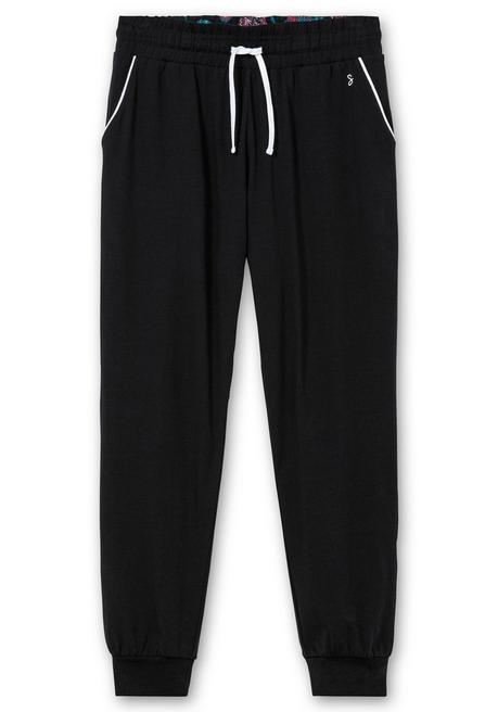sheego Lange Schlafhose mit schmalem Bein und Kontrastdetails - schwarz sheego Letzte 3 Tage