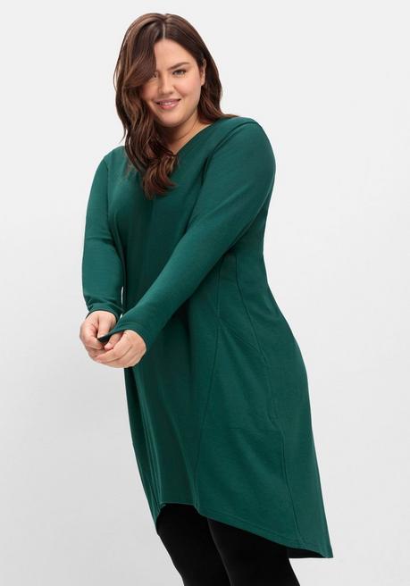 sheego Kleid aus Interlock, mit verlängerter Rückenpartie - tiefgrün sheego Neueste Stile