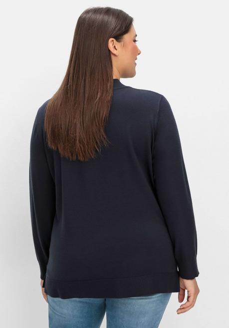 sheego Pullover mit geripptem Stehkragen - tiefblau sheego Letzte 2 Tage