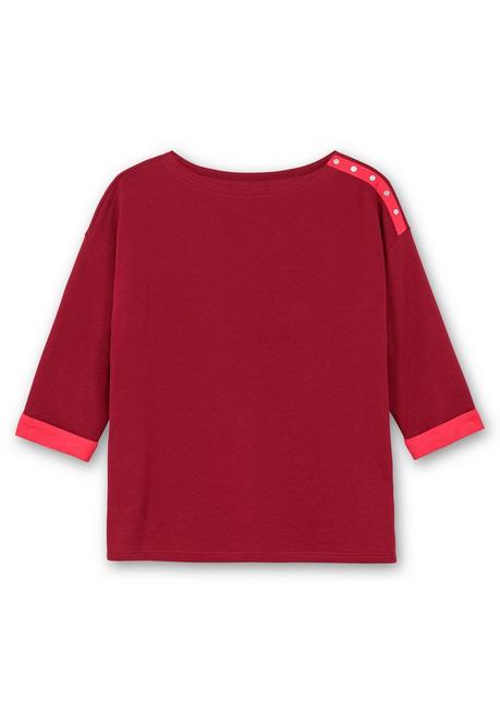 sheego Sweatshirt mit Zierknöpfen und Kontrastdetails - dunkelrot sheego Letzter Tag