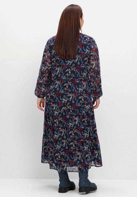 sheego Chiffonkleid in Maxilänge, mit Alloverprint - tiefblau gemustert sheego Bis zu 60% Rabatt