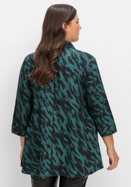 sheego Bedruckte Bluse in schwingender A-Linie - schwarz gemustert sheego Bis zu 65% Rabatt