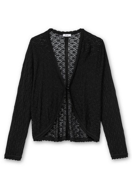 sheego Kurze Ajour-Strickjacke mit Knopfverschluss - schwarz sheego Discount Store für neue Produkte