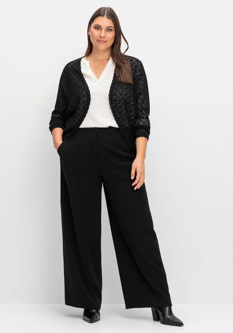 sheego Kurze Ajour-Strickjacke mit Knopfverschluss - schwarz sheego Discount Store für neue Produkte