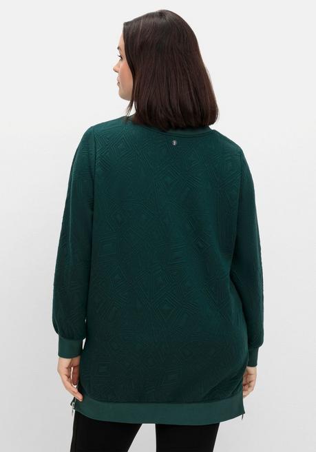 sheego Sweatshirt mit Steppmuster und seitlichen Zippern - tiefgrün sheego Nur noch ein Tag übrig