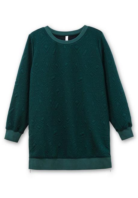 sheego Sweatshirt mit Steppmuster und seitlichen Zippern - tiefgrün sheego Nur noch ein Tag übrig