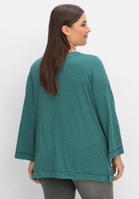 sheego 3/4-Arm-Shirt mit grafischem Minimaldruck - tiefgrün gemustert sheego Riesige Rabatte