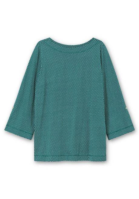 sheego 3/4-Arm-Shirt mit grafischem Minimaldruck - tiefgrün gemustert sheego Riesige Rabatte