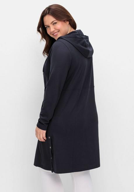 sheego Kapuzenkleid mit Seitenschlitzen und Knopfleiste - tiefblau sheego Clearance-Verkauf