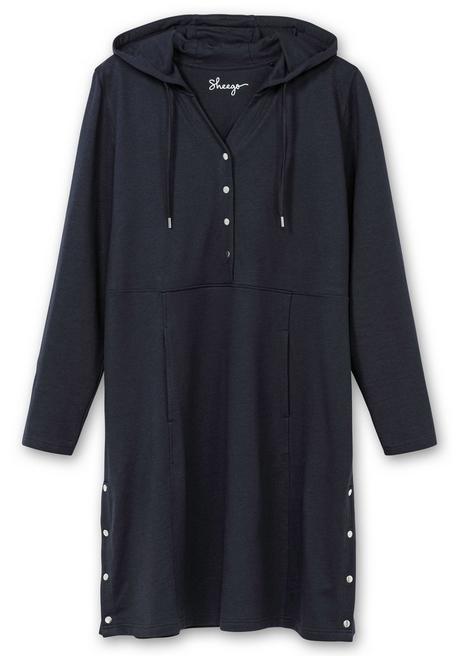 sheego Kapuzenkleid mit Seitenschlitzen und Knopfleiste - tiefblau sheego Clearance-Verkauf
