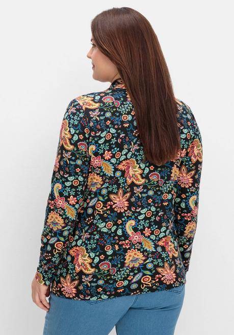 sheego by Joe Browns Langarmshirt mit Paisleyprint und Polokragen - schwarz gemustert sheego Kostenloser Versand international