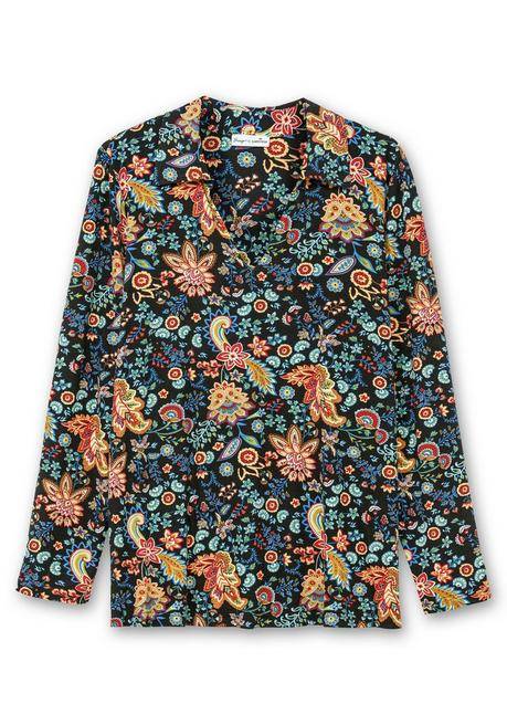 sheego by Joe Browns Langarmshirt mit Paisleyprint und Polokragen - schwarz gemustert sheego Kostenloser Versand international