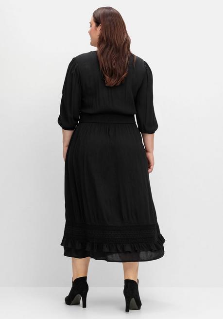 sheego by Joe Browns Maxikleid mit Volant, in Crinkle-Qualität - schwarz sheego 50% Rabatt für begrenzte Zeit