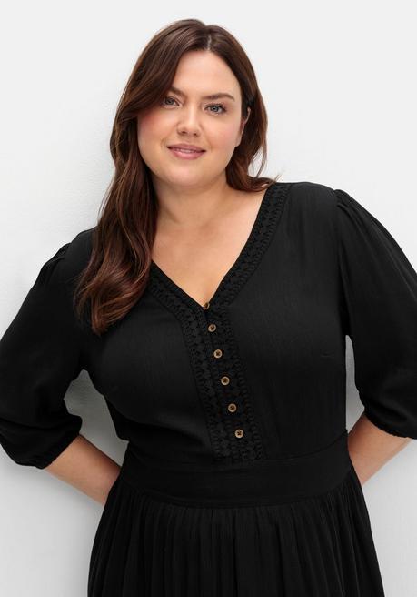 sheego by Joe Browns Maxikleid mit Volant, in Crinkle-Qualität - schwarz sheego 50% Rabatt für begrenzte Zeit