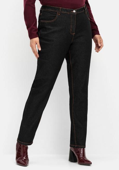 sheego Gerade, innen weich angeraute Thermojeans - black Denim sheego Online