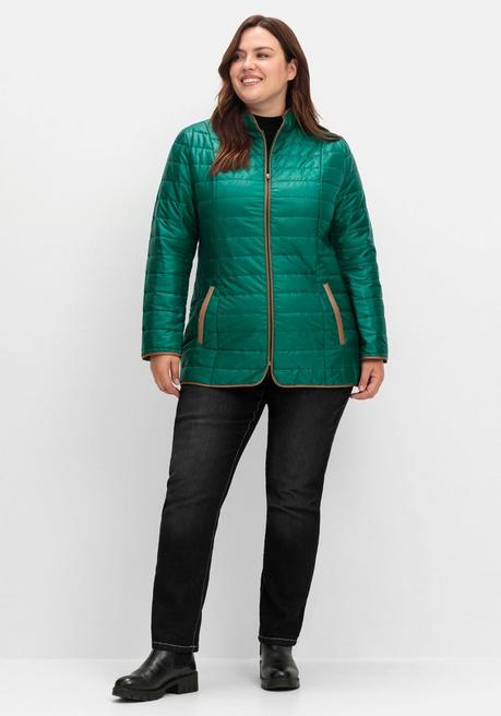 sheego Steppjacke mit Stehkragen und Kontrastdetails - tannengrün sheego Outlet