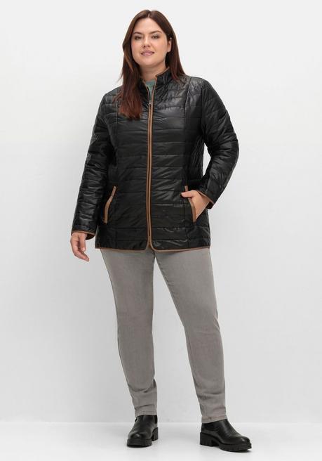 sheego Steppjacke mit Stehkragen und Kontrastdetails - schwarz sheego Verkauf
