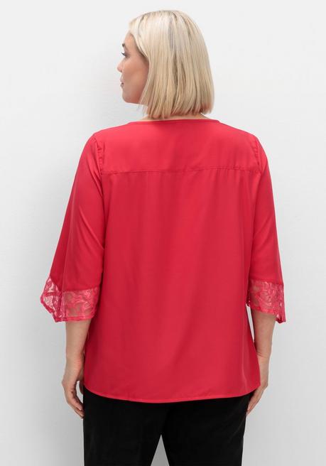 sheego Tunika mit Spitze und Trompetenärmeln - rot sheego Angebote
