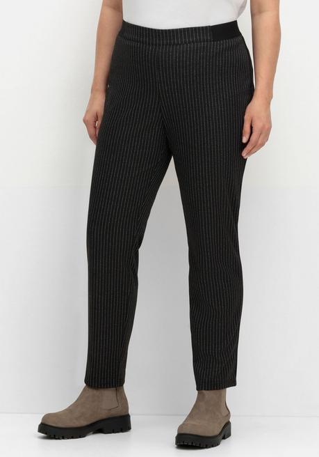 sheego Schmale Hose mit grafischem Muster und Stretchbund - schwarz gestreift sheego Schlussverkauf