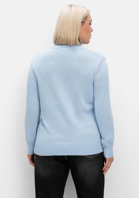 sheego Rollkragenpullover mit Rippbündchen - eisblau sheego Günstiger Verkauf