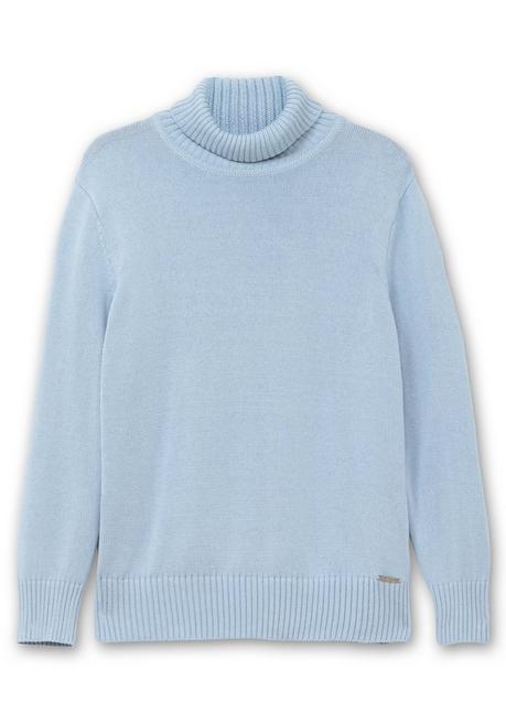 sheego Rollkragenpullover mit Rippbündchen - eisblau sheego Günstiger Verkauf