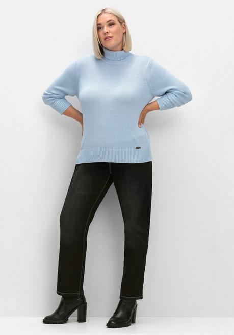 sheego Rollkragenpullover mit Rippbündchen - eisblau sheego Günstiger Verkauf